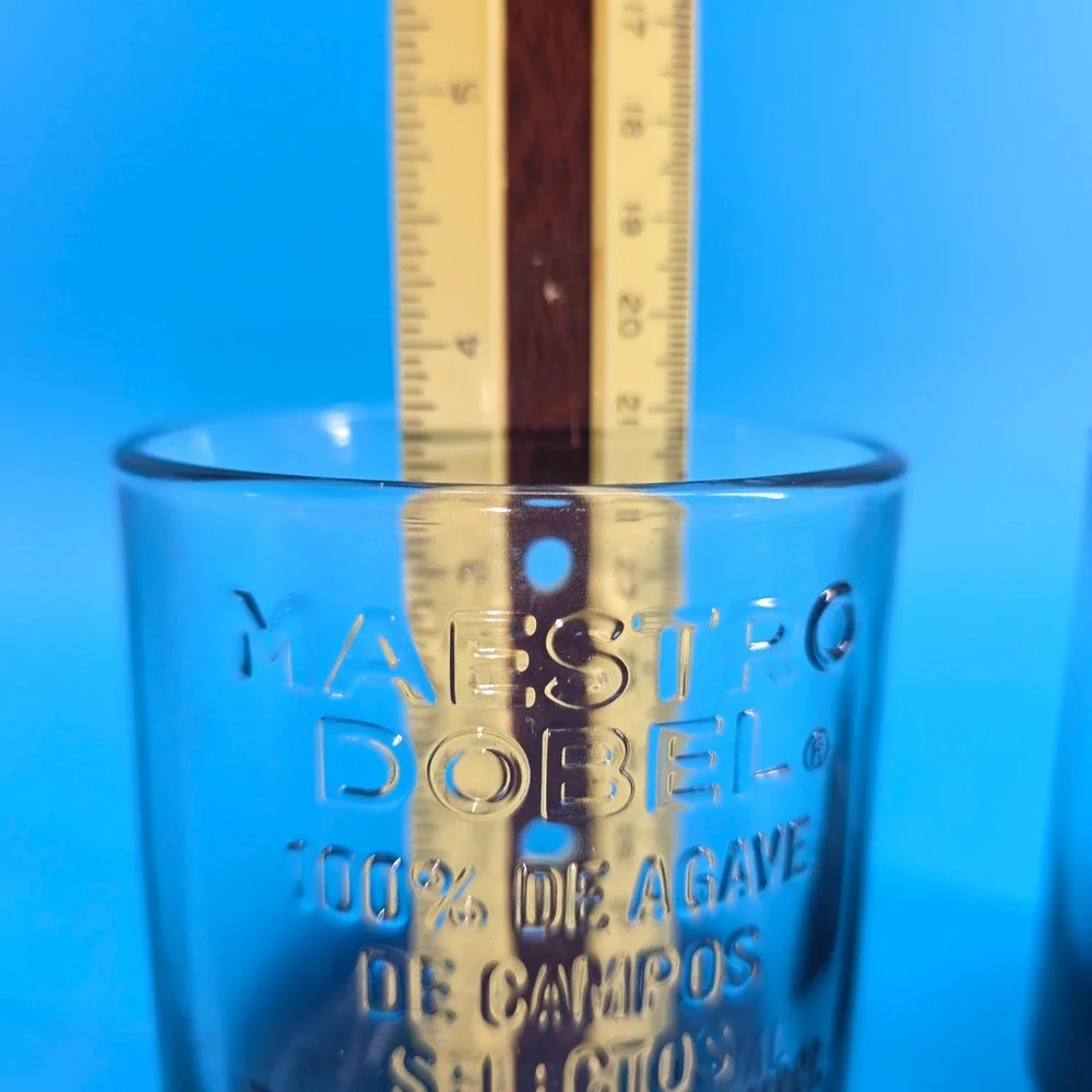 Maestro Dobel Tequila Rocks Glasses Set of 2 Smoky‎ Blue Grey Embossed Agave